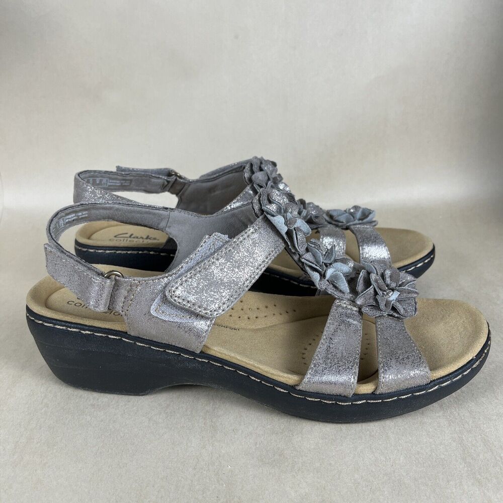 Clarks Merliah Sheryl Women Sz 12 M Tan Leather Flower Strappy Sandal Shoe w/tag